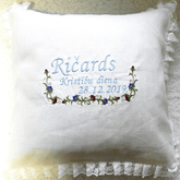 Embroidered Linen Pillow With Laces